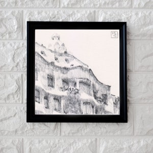 Disegno originale ad inchiostro su carta de "La Pedrera", Casa Milà, Barcellona