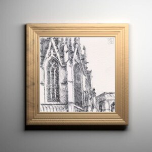 Disegno originale ad inchiostro su carta de "La Cattedrale di Barcellona"