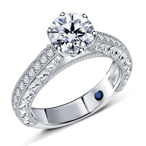 14k Solid Gold Moissanite Ring, 2.20 Carat Round Cut Moissanite Engagement Ring, Art Deco Ring Vintage Style Ring For Women Promise Ring