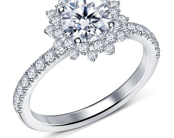 Round Engagement Ring in 14k Solid Gold / 2.30 CT Moissanite Engagement Rings / 4-Prong Solitaire Moissanite Ring / Gold Promise Ring