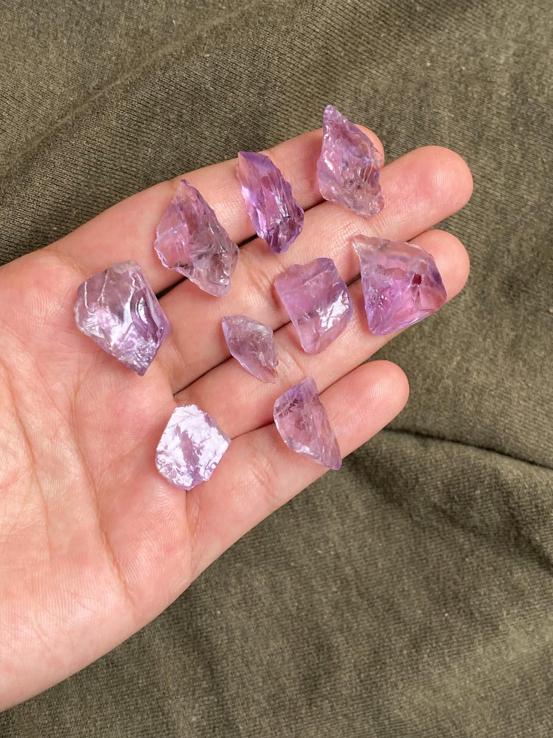 118 Ct 9 PCS Raw Amethyst Rough for Jewelry Making Size: 15/21 MM ...