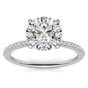 2.00 Cts Round Moissanite Solitaire Engagement Ring for Women 14k 18k Gold Bridal Wedding Ring 925 Sterling Silver Ring Gift for Her