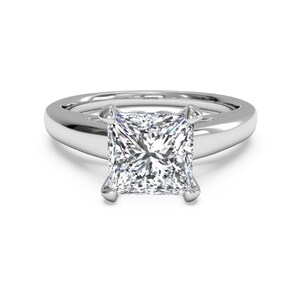 Princess Cut Moissanite Diamond Ring 14K 18K Gold , Sterling Silver Ring Diamond Moissanite Ring Stacking Ring Simple Ring Anniversary Ring