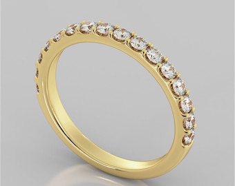 2.50 mm Moissanite Wedding Band Yellow Gold Wedding Band Dainty Wedding Band Women Stacking Ring Promise Ring Sterling Silver Eternity Ring