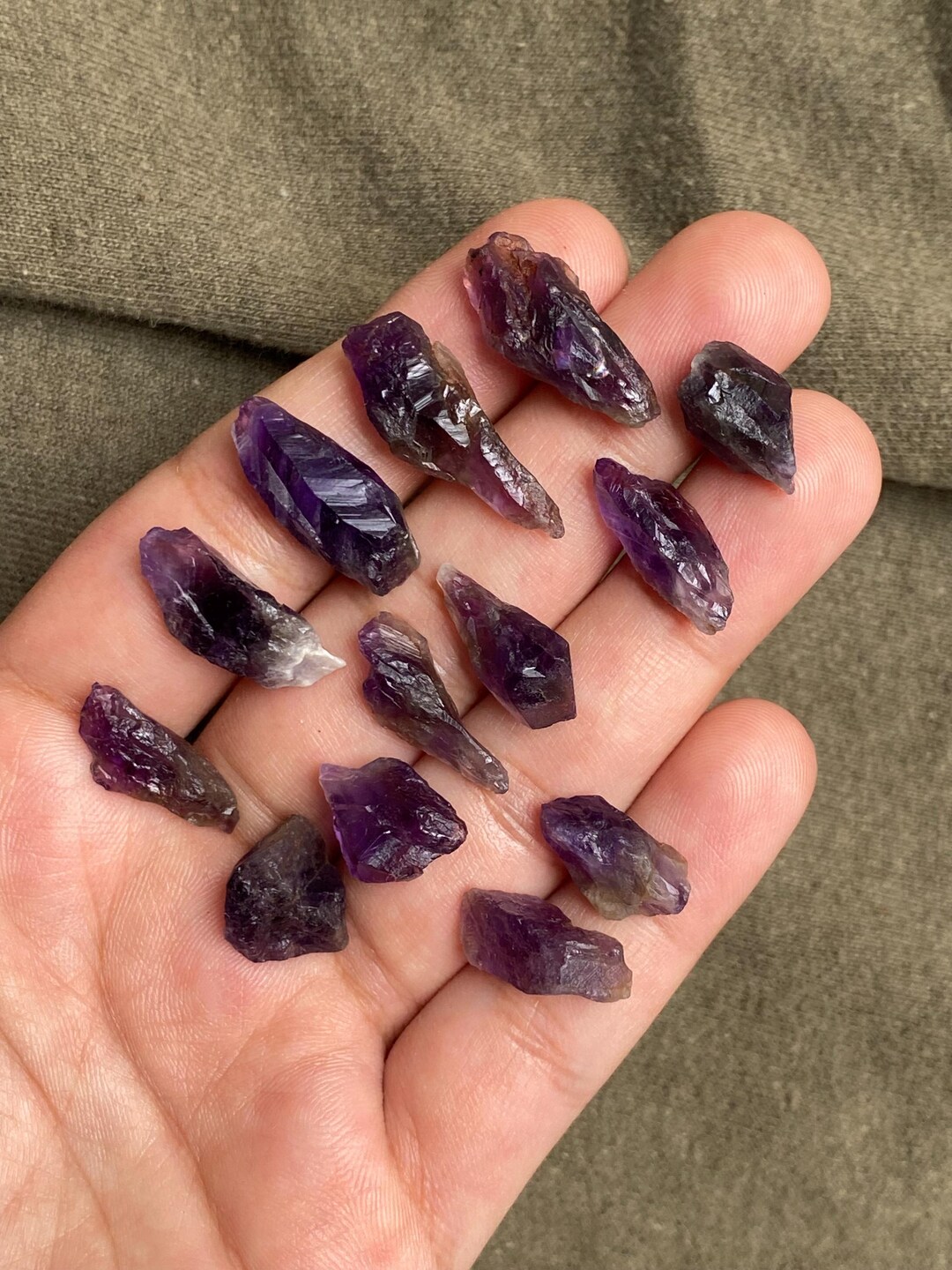 13 PCS Natural Amethyst Rough Stone Lot Pencil Shape Size: 15/26 MM ...
