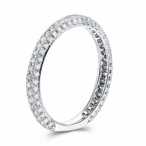 Eternity 925 Sterling Silver, Round Cut Ring  Round White Gold Plated Engagement Promise Moissanite Ring , Eternity Ring