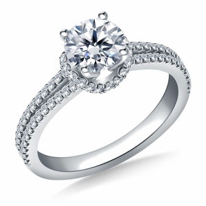 3.00 Ct Classic Round Solitaire Moissanite Engagement Ring / Hidden Halo Round Classic Solitaire Ring / 14k-18K Solid Gold Moissanite Ring