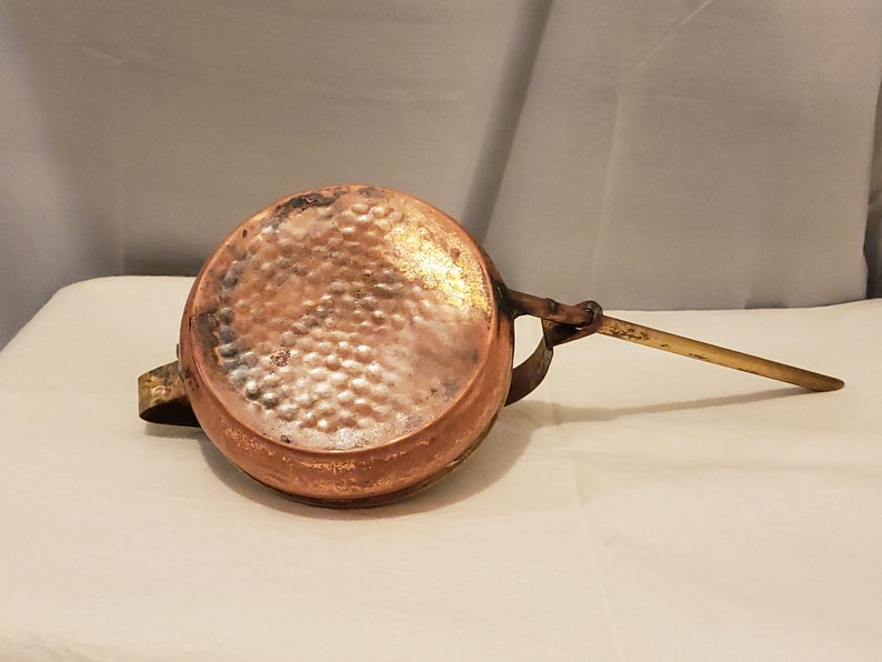 Mid-Century Vintage Brass and Copper Mid-Century Watering Can w Dimpled Handle