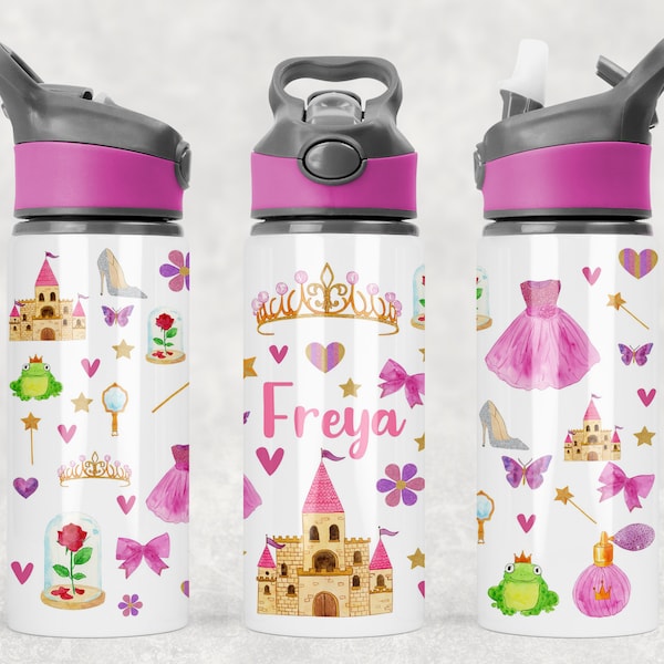 Personalised Princess Water Bottle, School Water Bottle, Personalised Water Bottle, Girls Bottle, Princess Gift, Gift for Her Nursery Bottle
