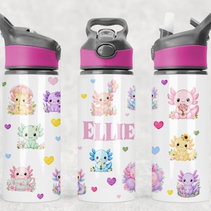 Personalised Axolotl Water Bottle, School Water Bottle, Personalised Drink Bottle,  Axolotl Gift, Gift for Her, Personalised Gift