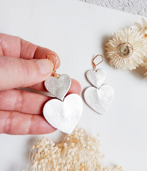 Platinum heart best sale earrings