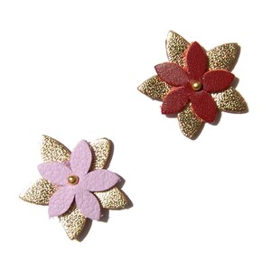 FRIDA deux broches pin's fleurs en cuir Couleur aux Choix, rose bleu orange blanc lilas Bijoux femme Cadeaux Saint Valentin AGATIZ image 5