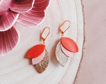 Boucles D'oreilles Pendantes Artisanales En Corail Rouge – Femme