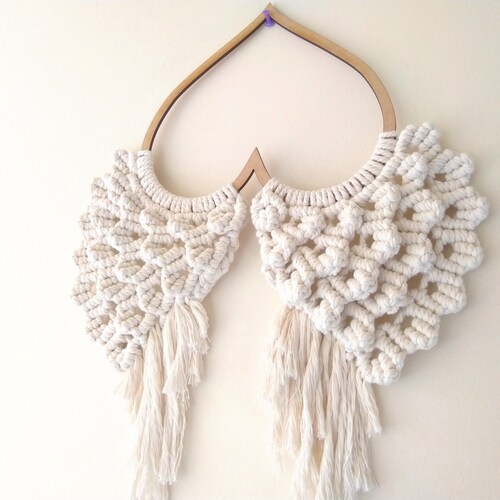 Large Macrame Angel Wings Wall Hanging Etsy