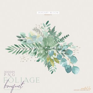 aquarelle bouquet clipart composition moderne de verdure feuilles feuilles perdent esthétique DIY téléchargement instantané png instantanée