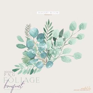 aquarelle bouquet clipart composition moderne de verdure feuilles feuilles perdent esthétique DIY téléchargement instantané png instantanée