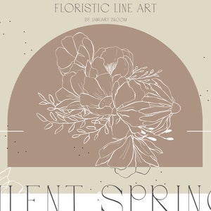 Fine Art Floral Line Art Clipart - Botanical Illustration hand drawn vector sketch romantic flowers