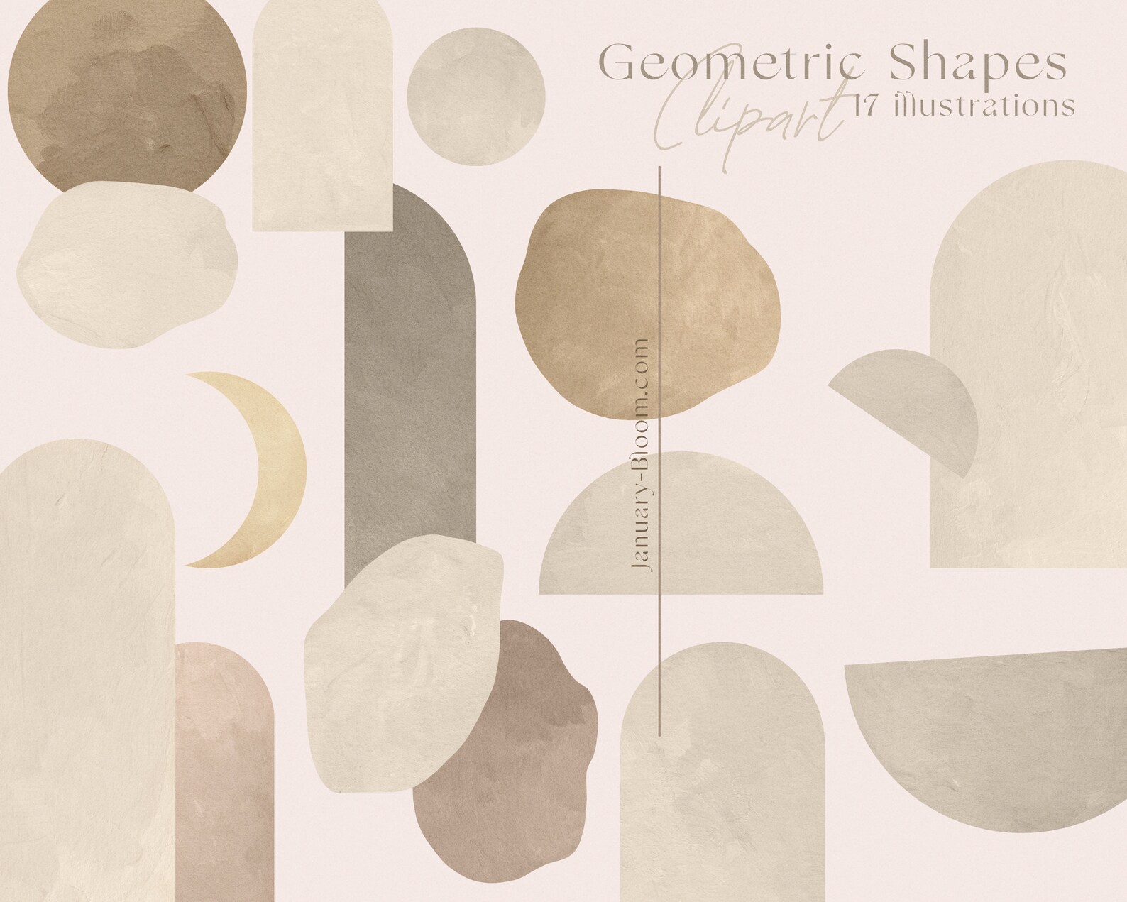 Abstract Shapes Organic Earth Tone Geometric Mixed Media Texture ...