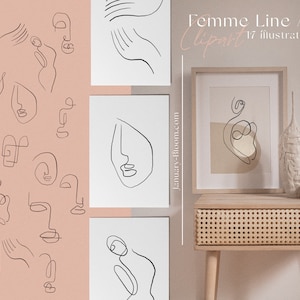 Feminine Abstract Line Art Illustrations | Clipart for Print & Design | modern woman female body shapes one line matisse