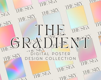 Modern Gradient Design Poster - DIGITAL printable art soft, colourful minimalistic poster collection for interior gift or print sea & sky
