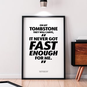 Hunter S. Thompson Quote Poster &#39;FAST ENOUGH&#39; Song of the Sausage Creature Typography Printable Motorcycle Road Ducati *Instant Download*