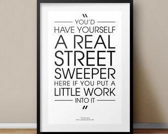Two-Lane Blacktop Movie Quote Poster 'STREET SWEEPER' Printable Art, Typography, Chevy, Car Chase, Hot Rod 1970s *Instant Download*