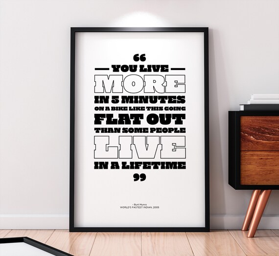 Worlds Fastest Indian Movie Zitat Poster 'Live More FLAT OUT' Burt.