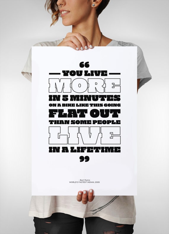 Worlds Fastest Indian Movie Zitat Poster 'Live More FLAT OUT' Burt.