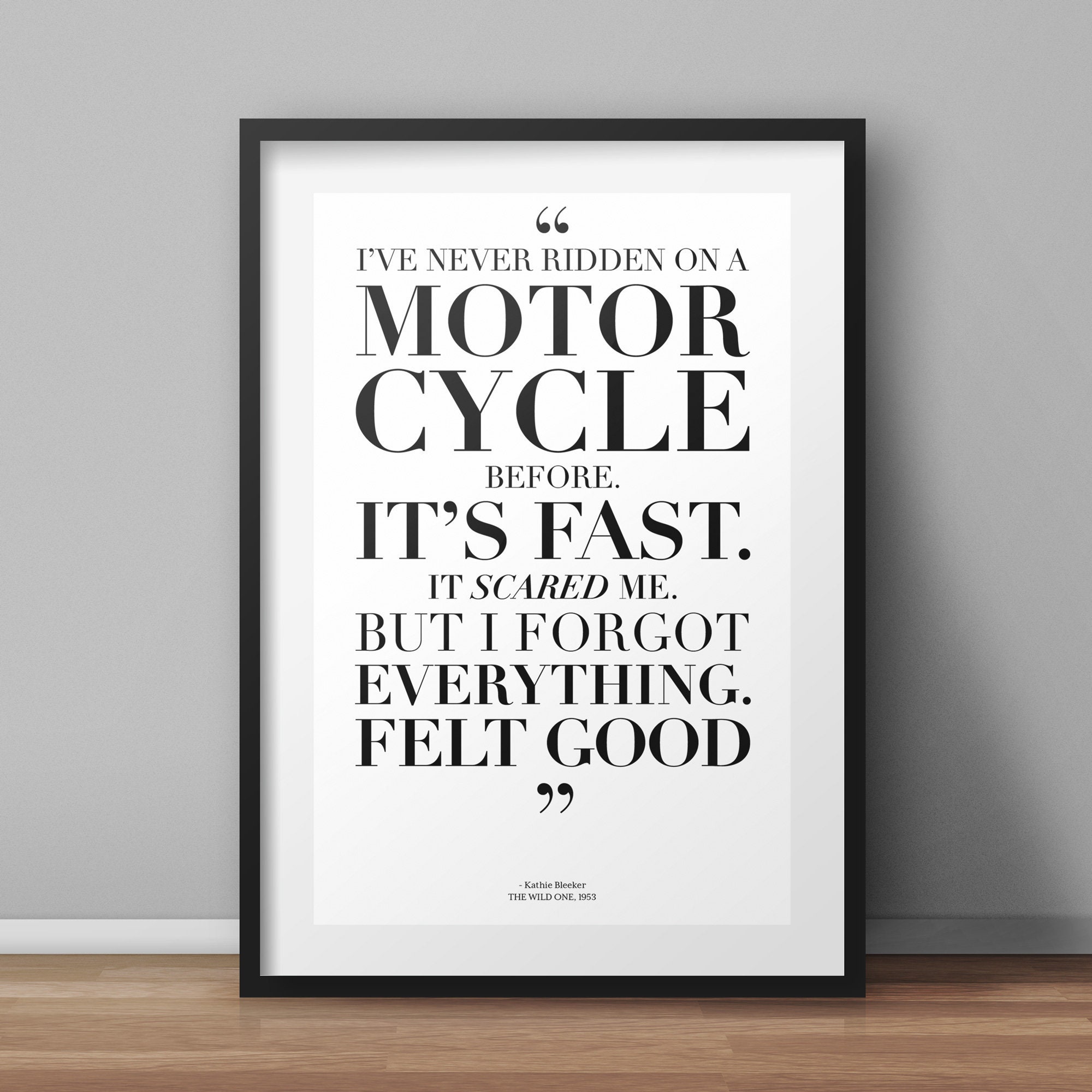 The Wild Hong Motorcycle Typography Biker instant Classic \'FELT Kong Classic - Etsy Movie Quote Brando Marlon Download GOOD\' Poster 1950s One