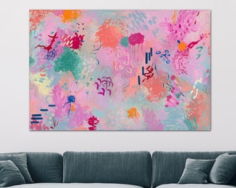Pink Wall Art, Large Abstract Print, Modern Home Décor, Pink Abstract Painting Print
