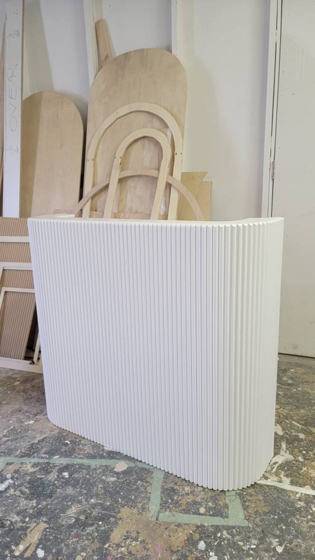 Fluted Office Desk Textured Work Desk Modular Furniture Etsy