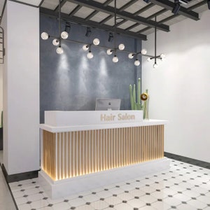 Small White Modern Salon Reception Front Desk — Rickle.