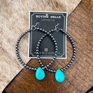 Hematite Beaded Hoop Earrings