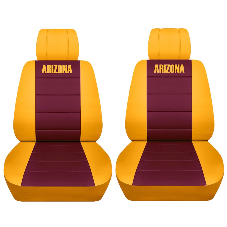 2 Front Two Tone Seat Covers Arizona Embroidered Customized Etsy