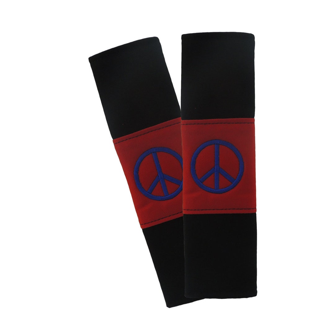 2 Black and Red Seat Belt Covers With an Embroidered Blue Etsy
