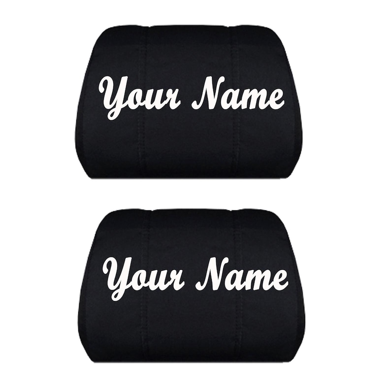Black Headrest Covers Customized with Your Choice of Name Etsy