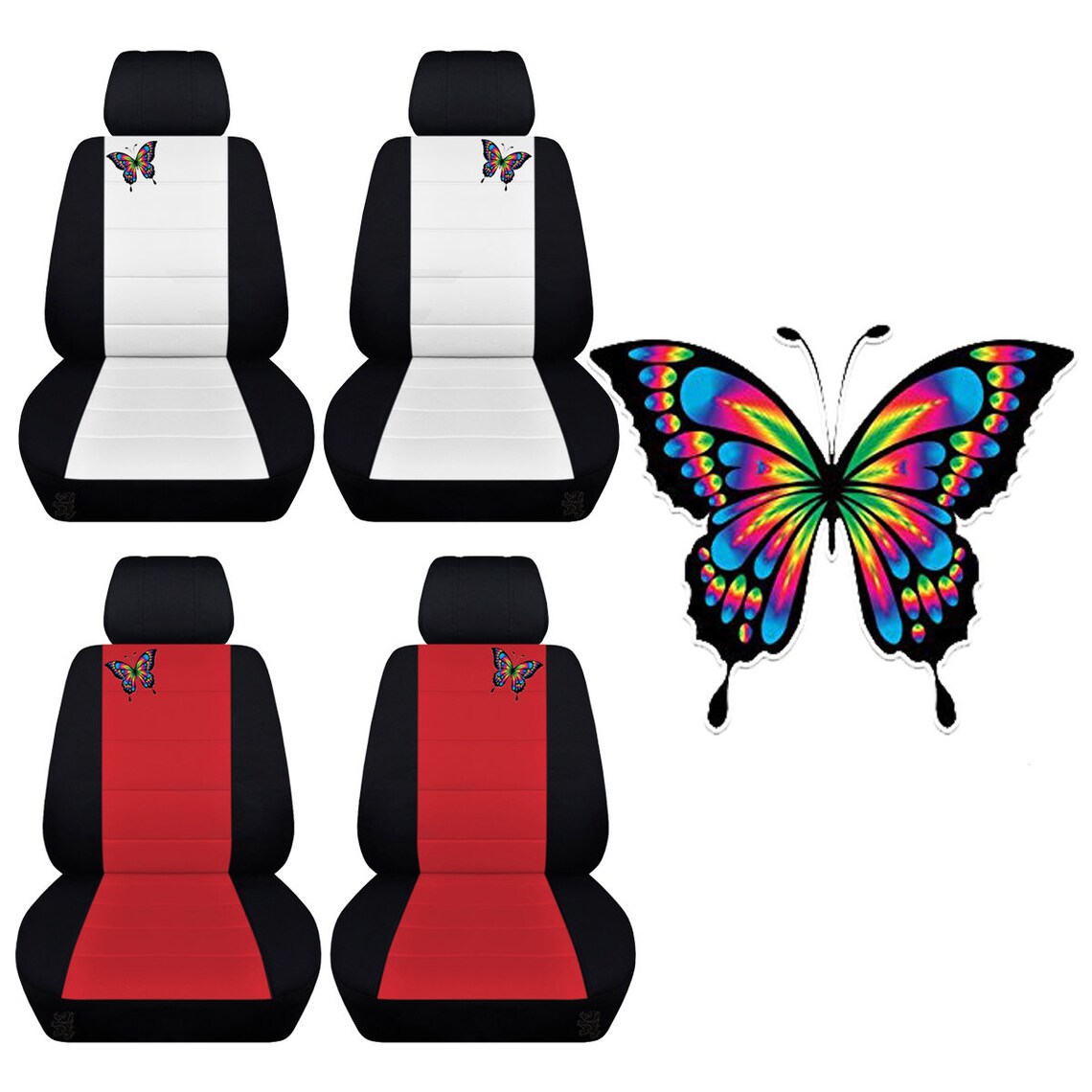 Two Front Seat Covers Fits a Toyota Camry Black with Colored Etsy