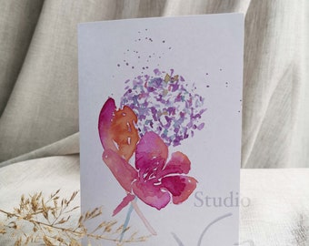 floral watercolor card.*Digital Download*. Greeting card for different occasions like happy birthday, anniversary, good luck, mothersday.