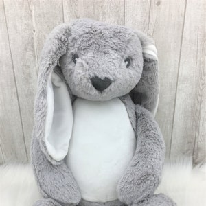 Hase / Schmusehase Personalisiertes Kuscheltier Plüschtier zur Geburt/Taufe, zum Geburtstag, Weihnachten u viel mehr individuell bestickt Bild 1