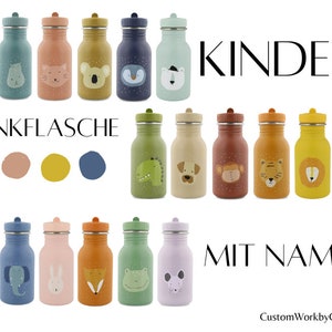 Kinder Trinkflasche aus Edelstahl mit Namen personalisiert / graviert ein tolles Geschenk zu Weihnachten, Geburtstag, Kita-Start Bild 1