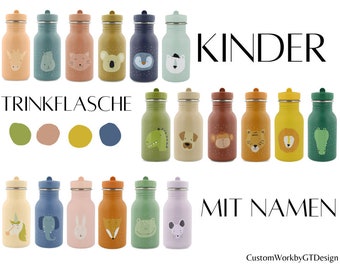 Kinder Trinkflasche aus Edelstahl mit Namen personalisiert / graviert -  ein tolles Geschenk zu Weihnachten, Geburtstag, Kita-Start