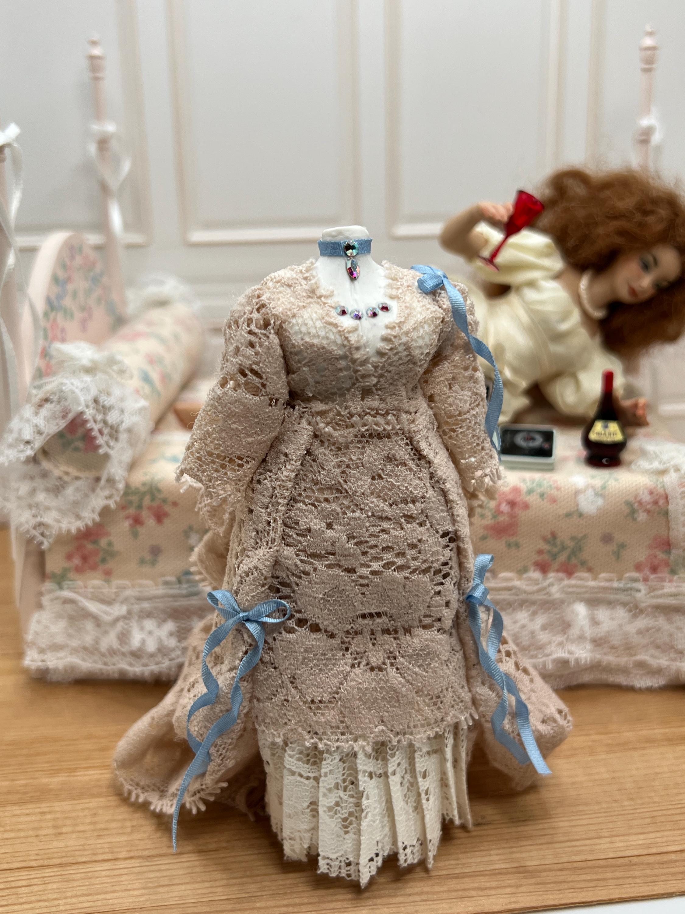 Artisan 1:12 Dollhouse Lace Dress, Victorian Ball Gown - Etsy