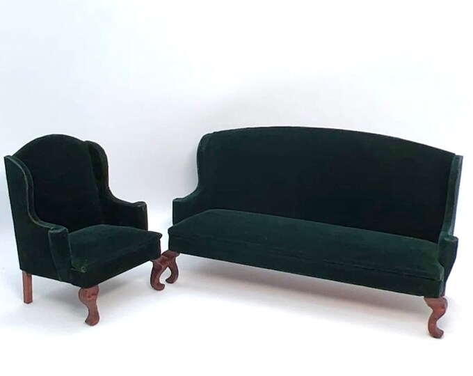112 Green Velvet Living Room Furniturevintage Dollhouse