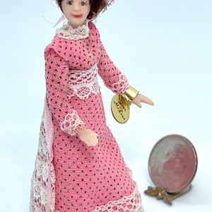 Artisan Joan McLean Dollhouse Miniature Doll’s Toy~ Victorian Doll~Lady~Pink Dress~2 3/4” Tall~Free Shipping USA