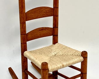 1:12 Vintage Artisan Dollhouse Miniature Rocking Chair Ladder Back Signed Free Shipping USA