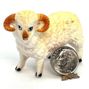 1:12 Genuine Bone China Ram~Vintage Dollhouse Miniature Farm Animal~Made In Japan~Free Shipping USA
