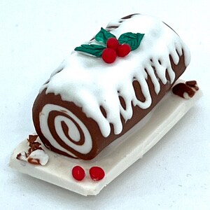1:12 Artisan Dollhouse Miniature~Chocolate Cake Roll~Christmas Dessert~Free Shipping USA