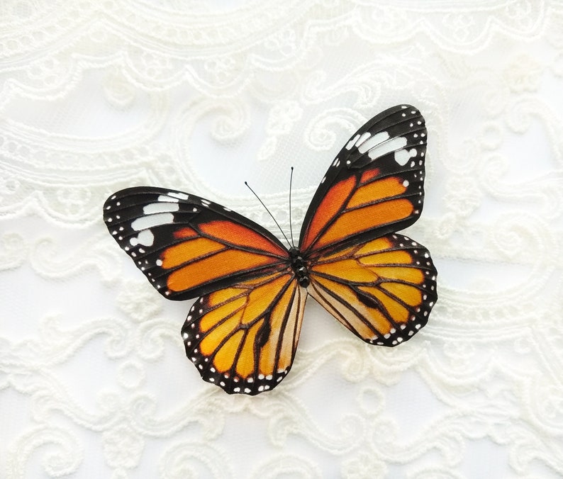 Monarch Butterfly brooch Silk Butterfly pin Monarch jewelry | Etsy