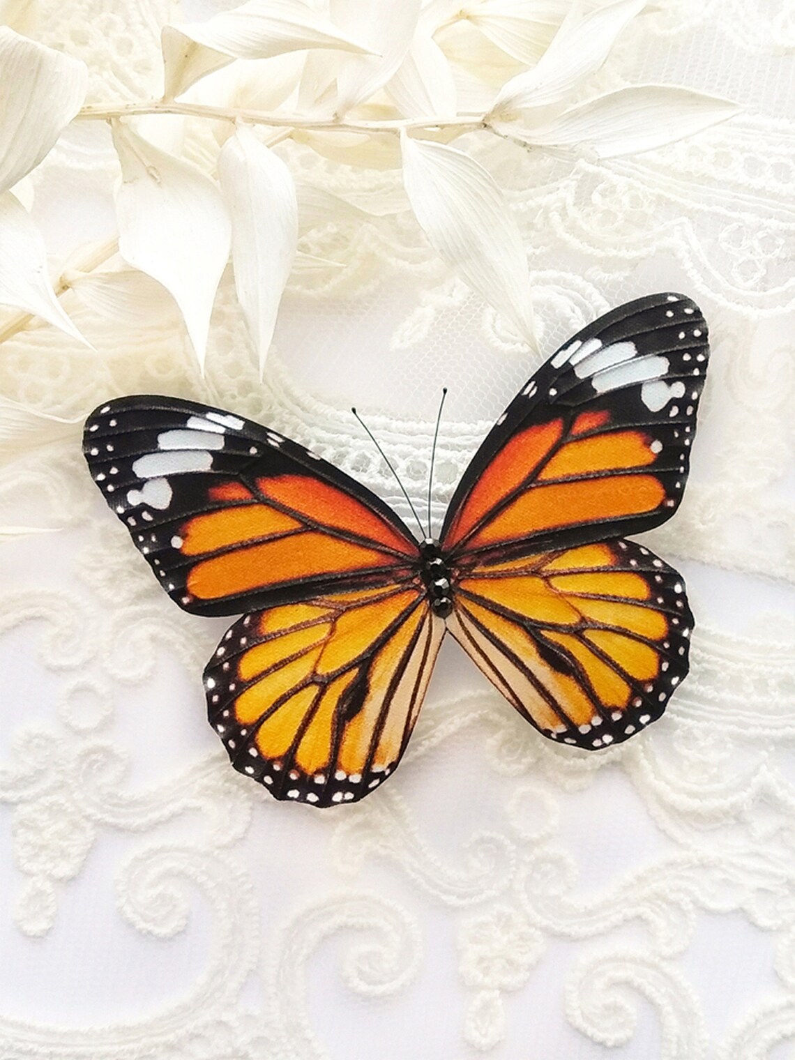 Monarch Butterfly brooch Silk Butterfly pin Monarch jewelry | Etsy