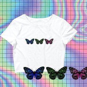 Motylowy krótki top, uroczy krótki t-shirt, letni top